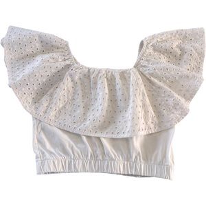 Zara eyelet off the shoulder top. Cream. 9